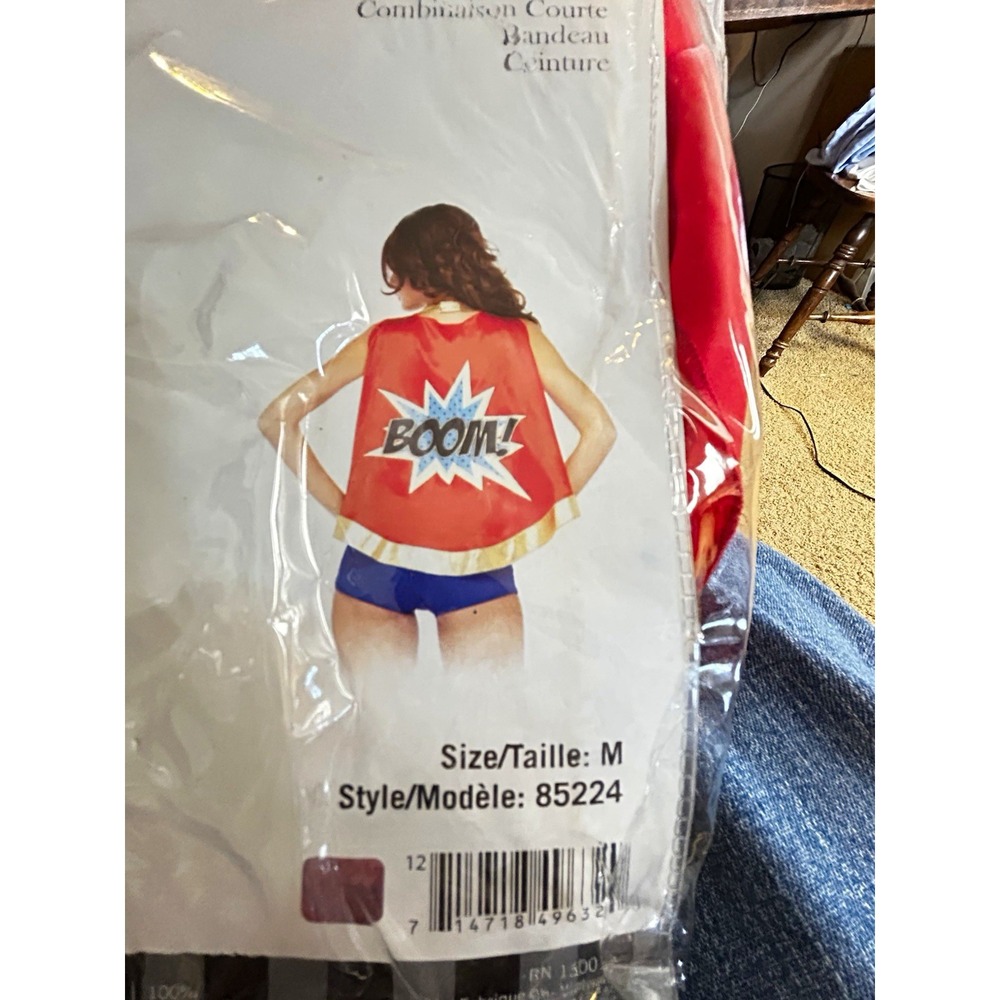 Leg Avenue Comic Book Girl Costume 3 Pc Romper Headband Belt Cape M 85224